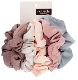 Kitsch Suede Matte Scrunchies 5 Pieces Blush/Mauve