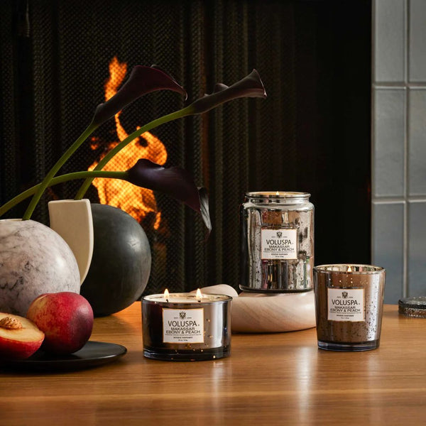 Voluspa Makassar Ebony & Peach Large Jar Candle