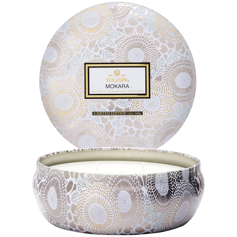 Voluspa Mokara 3 Wick Candle in Decorative Tin